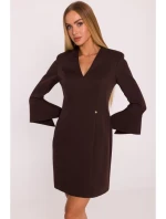 M876 Šaty s širokými manžetami - hnědé M876 Šaty s širokými manžetami - hnědé