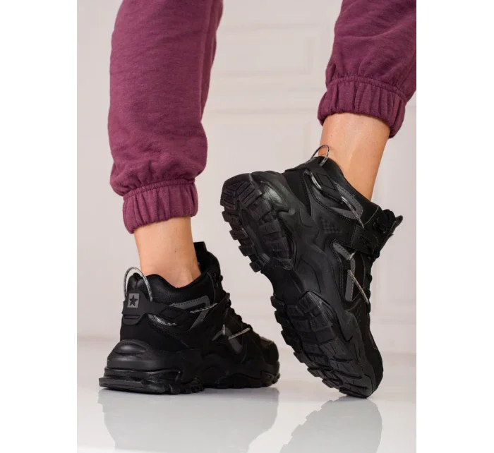 Luxusní dámské černé tenisky bez podpatku Luxusní dámské černé tenisky bez podpatku