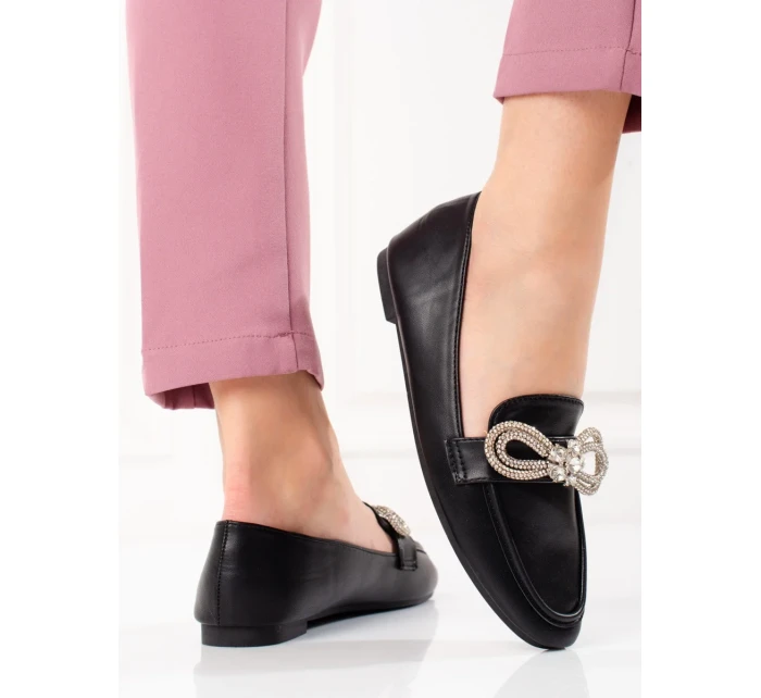 Krásné dámské černé  mokasíny bez podpatku