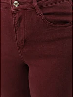 Dámské džíny s širokými nohavicemi a vysokým pasem v bordové barvě FashionStreet UY3105 Dámské džíny s širokými nohavicemi a vysokým pasem v bordové barvě FashionStreet UY3105