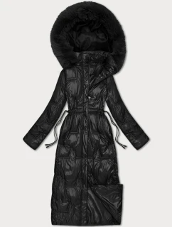 Černá dlouhá dámská prošívaná zimní bunda model 21748226 - HONEY WINTER