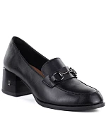 Dámské kožené boty na podpatku black model 22097233 - VINCEZA