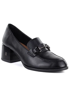 Dámské kožené boty na podpatku black model 22097233 - VINCEZA