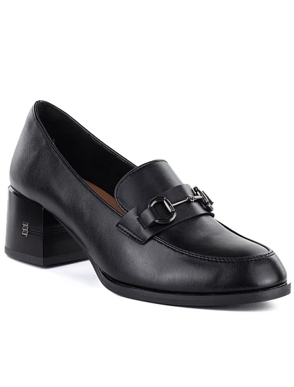 Dámské kožené boty na podpatku black model 22097233 - VINCEZA