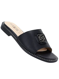 Dámské černé kožené žabky S.Barski KV61-6019