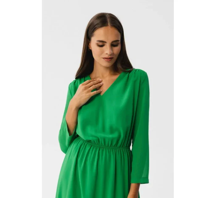 S354 Vrstvené šifonové šaty - zelené