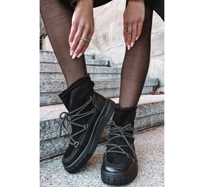 Dámské sněhule Isalisse se šněrováním – černé Dámské sněhule Isalisse se šněrováním – černé