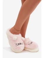 Dámské huňaté pantofle s motivem úsměvu – růžové Lexira Dámské huňaté pantofle s motivem úsměvu – růžové Lexira