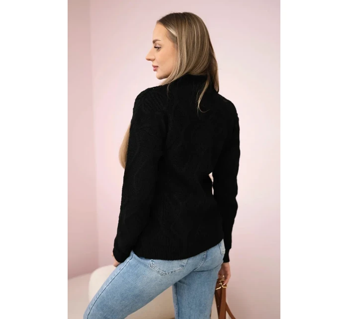 Svetr s model 18960115 vazbou černý - K-Fashion Svetr s model 18960115 vazbou černý - K-Fashion