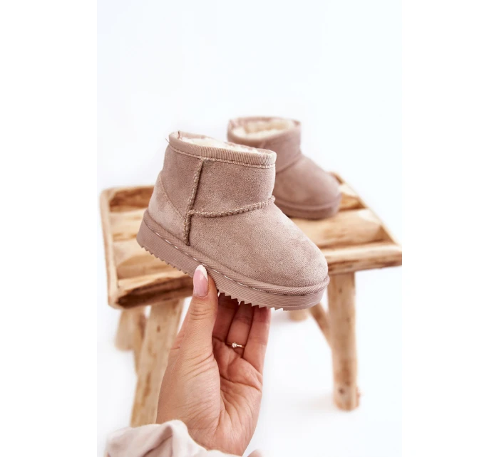 Dětské Teplé Sněhule Semišové Světle béžové model 21597585 - Boto Dětské Teplé Sněhule Semišové Světle béžové model 21597585 - Boto