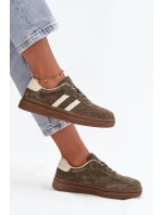 Dámské semišové tenisky na platformě tmavě zelené model 21708088 - EVENTO