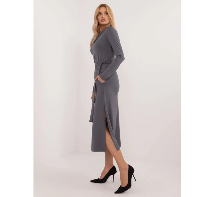 Šaty LK SK model 20546682 tmavě šedé - FPrice Šaty LK SK model 20546682 tmavě šedé - FPrice