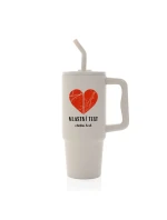 Personalizovaná termoska s barevným víčkem - dvě mapy jako srdce