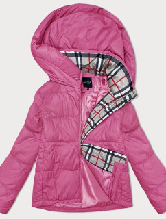 Volná růžová dámská bunda s kapucí Miss TiTi (2360)