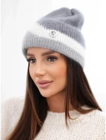 Dámská čepice beanie žebrovaná s ozdobou tmavě šedá+grey Dámská čepice beanie žebrovaná s ozdobou tmavě šedá+grey