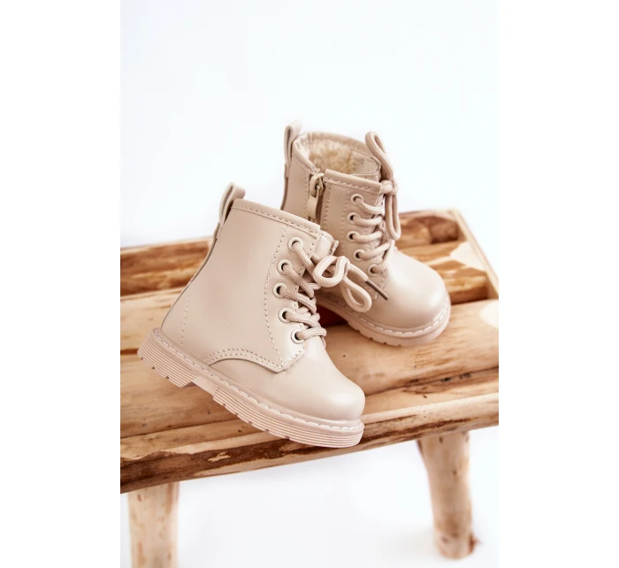 Dětské Kožené Kozačky Se Zipem Béžove model 21597399 - Boto