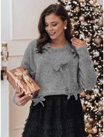 Dámský svetr s mašlemi v jedné velikosti světle šedý Dstreet model 21982129 - FashionStreet