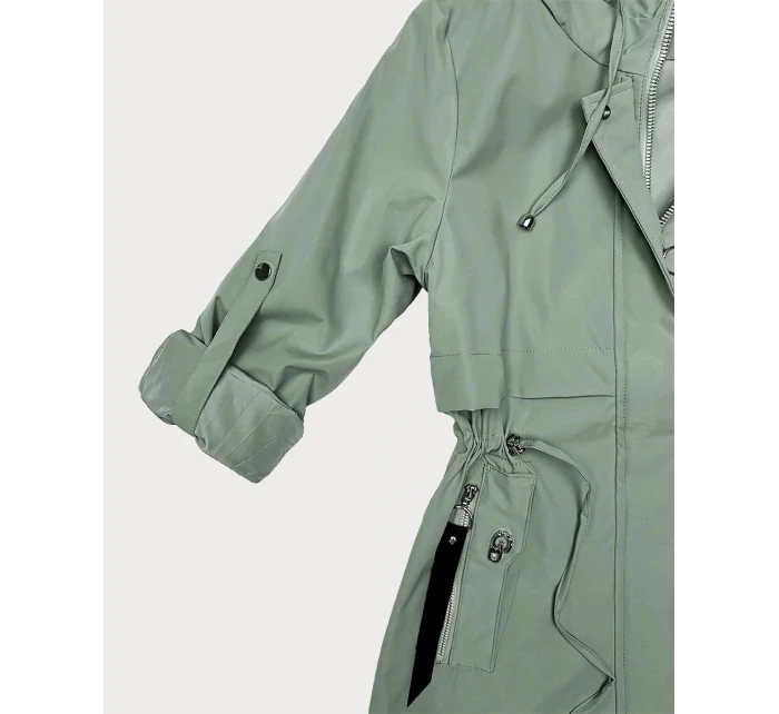Lekka parka damska na podszewce Goodlookin szarozielona (KK60407-3#)