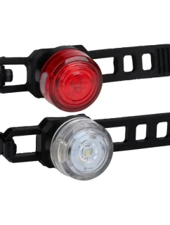 SADA SILIKONOVÝCH LED SVĚTEL NA KOLO PŘEDNÍ A ZADNÍ KULATÉ ČERNÉ DUNLOP