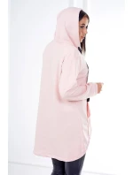 Mikina s delšími zády a kapucí pudrově růžová