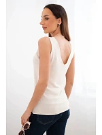 Dámská viskózová halenka bez rukávů s výstřihem do V béžová