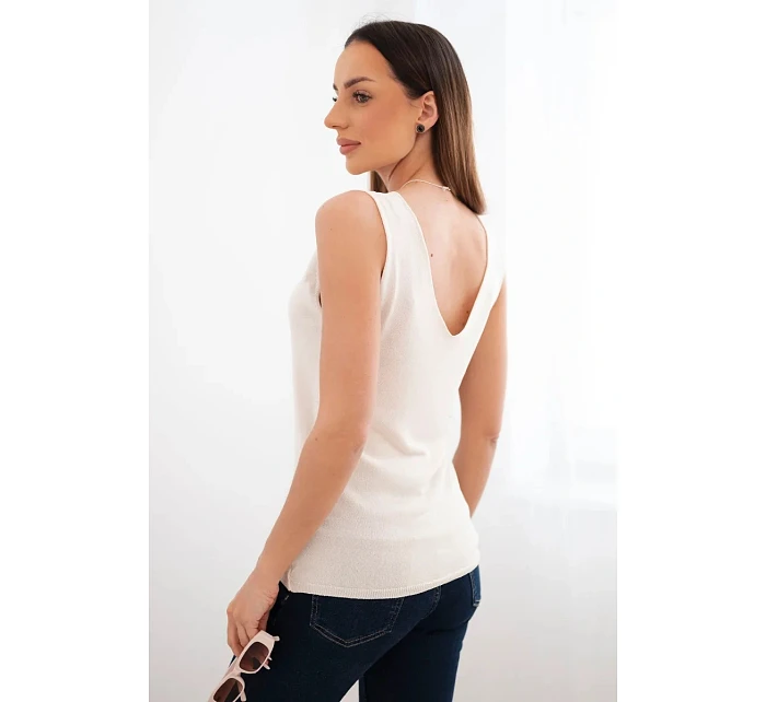 Dámská viskózová halenka bez rukávů s výstřihem do V béžová