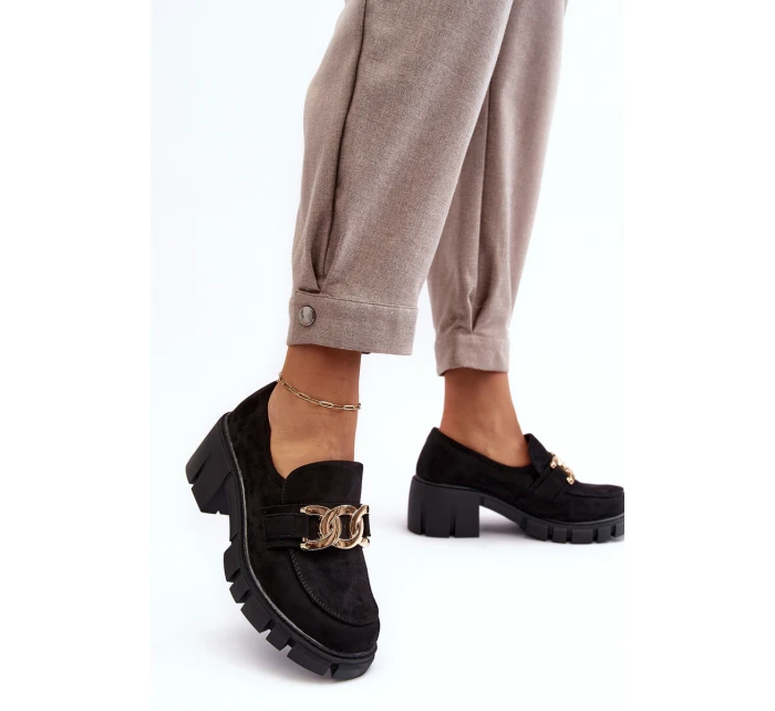 Dámské semišové polobotky s ozdobou černé model 21635771 - VINCEZA