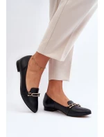 Zazoo 2885 Kožené baletky s ozdobou Černé