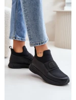 Sportovní Boty Na Platformě Kožené Černé model 21671710 - Artiker