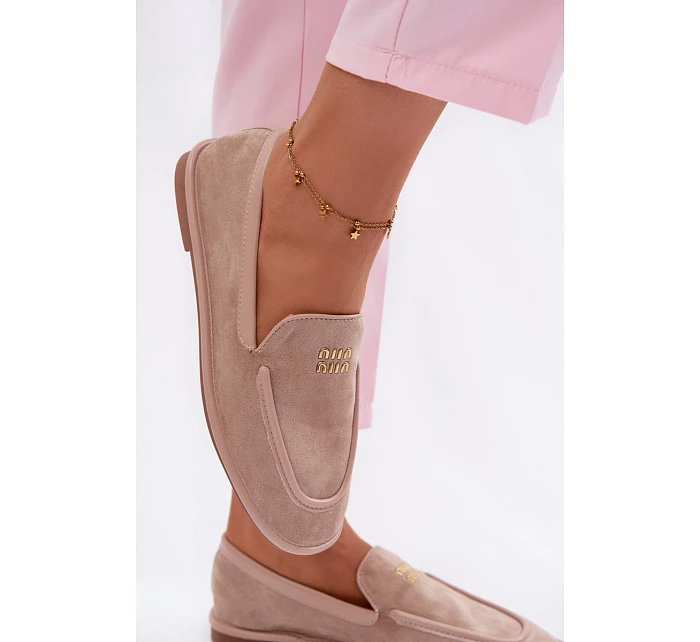 Dámské ploché mokasíny s lemovkou Vinceza Béžové Dámské ploché mokasíny s lemovkou Vinceza Béžové