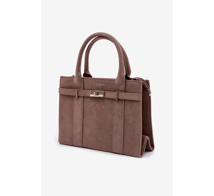 Kufříková kabelka z imitace semiše Tmavě béžová Noressa