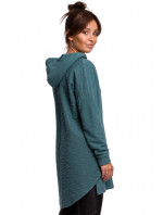 Pletený svetr se lemem tyrkysový model 18002781 - BeWear