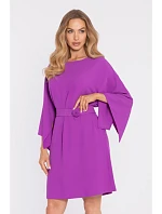 M908 Šaty s ozdobnými širokými rukávy - levandulové