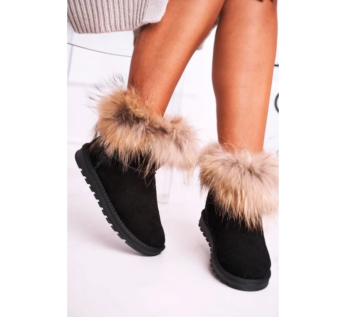 Dámské Kožené Sněhule S Kožešinou černé model 19945647 - Kesi Dámské Kožené Sněhule S Kožešinou černé model 19945647 - Kesi