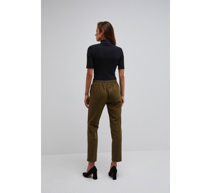 Kalhoty s elastickým pasem - olivově zelené