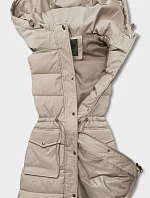 Dámská mikina s kapucí bez rukávů v béžové barvě (CAN-860)