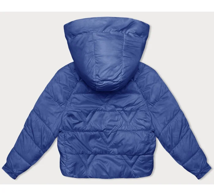 Dámská bunda v chrpové barvě pro přechodné období s károvanou podšívkou (842) Dámská bunda v chrpové barvě pro přechodné období s károvanou podšívkou (842)