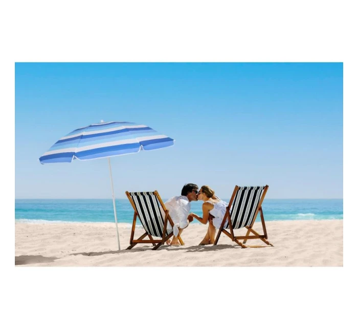 BALKONOVÝ PLÁŽOVÝ SLUNEČNÍK 180CM MODRÁ LINIE 1048819