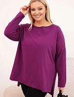 Dámská blůza Plus Size asymetrická s dlouhým rukávem tmavě fialová