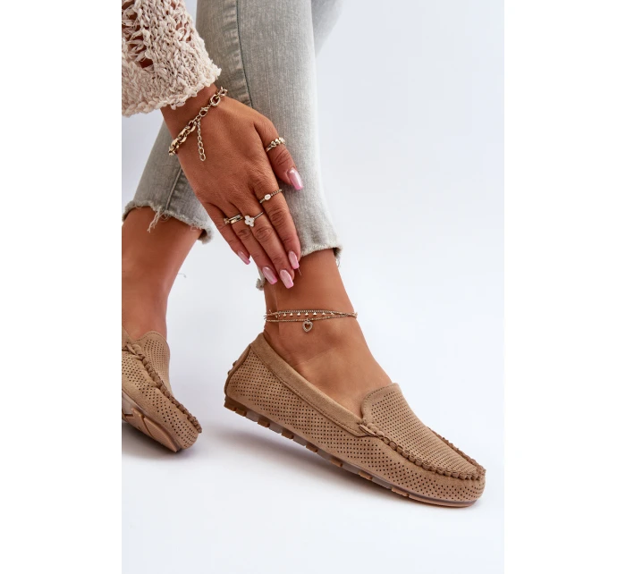 Dámské semišové mokasíny tmavě béžové model 21653934 - Boto Dámské semišové mokasíny tmavě béžové model 21653934 - Boto