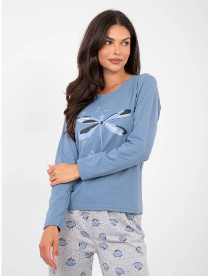 Pyžamo DU PI FP 008.30 šedomodré