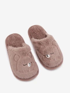 Dětské bačkory s kožíškem – tmavě béžové Norene