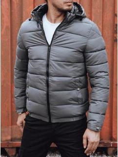 Pánská prošívaná zimní bunda s kapucí šedá FashionStreet TX4844