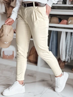 Dámské kalhoty chinos s páskem MODELA light beige Dstreet UY2570