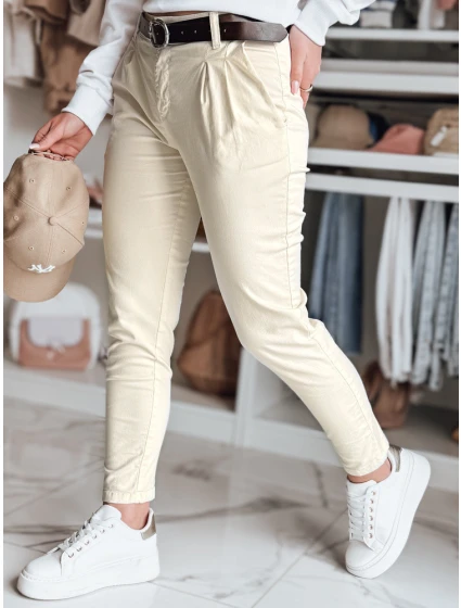 Dámské kalhoty chinos s páskem MODELA light beige FashionStreet UY2570