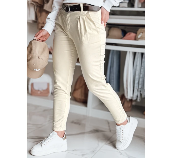 Dámské kalhoty chinos s páskem MODELA light beige FashionStreet UY2570