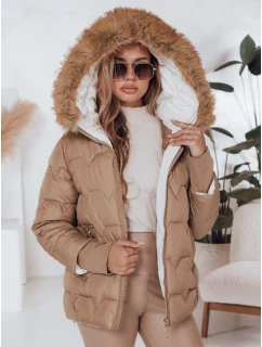 SNOWMISS dámská zimní bunda prošívaná béžová s kapucí FashionStreet TY5000