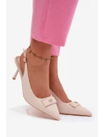 Dámské Sandály na Podpatku S Dekorativním Detalem Světle Béžové model 21937390 - Boto Dámské Sandály na Podpatku S Dekorativním Detalem Světle Béžové model 21937390 - Boto