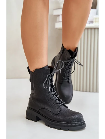 Zateplené Kotníkové Boty Workery Na Zip Černé Leairae Zateplené Kotníkové Boty Workery Na Zip Černé Leairae