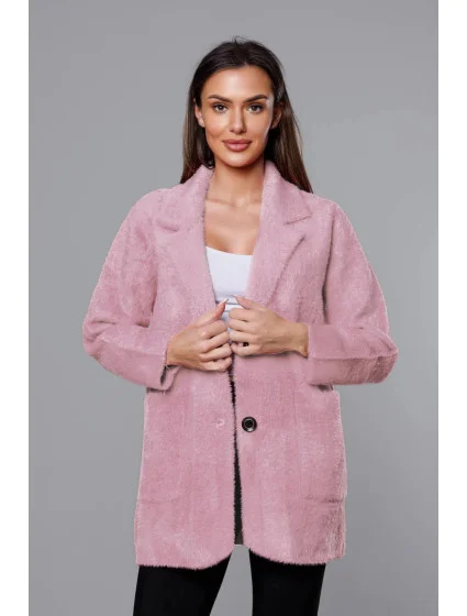 Krátký vlněný přehoz přes typu alpaka v růžové barvě model 18059155 - MADE IN ITALY